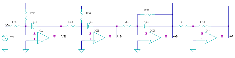 2nd order biquad filter schematic