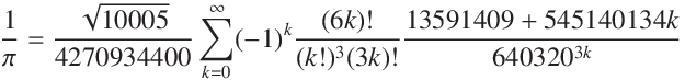 Chudnovsky's formula for pi